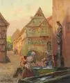 Rudolf Poeschmann, Am Marktbrunnen, 1930, Öl auf Leinwand