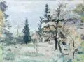 Wilhelm Rudolph, Herbstlicher Garten mit Fichte