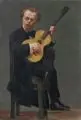 Paul Wilhelm, (zugeschr.), Porträt eines Gitarristen. Wohl um 1908, Öl auf Leinwand