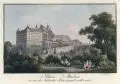 Schloß Altenburg, wo 1455 der Sächsische Prinzenraub verübt ward by Johann Carl August Richter, Um 1830, Umrissradierung, altkoloriert, auf Bütten, offered Dec 2019