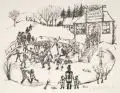 Tina Bauer-Pezellen, Schlittschuhfahrt auf dem Teich / Kinder auf der Kirmes, 1964/1968, Lithografien