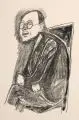 Otto Dix, Dr. Fritz Löffler, sitzend II (vorgebeugt), Um 1949, Lithografie auf chamoisfarbenem Kupferdruckpapier