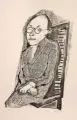 Otto Dix, Bildnis Dr. Löffler, sitzend I (aufrecht), 1949, Lithografie auf beigefarbenem Kupferdruckpapier