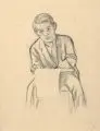 Eric Johansson, Selbstbildnis, zeichnend. 1920er Jahre, Grafitzeichnung auf feinem Skizzenpapier