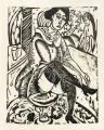 Frau, Schuh zuknöpfend by Ernst Ludwig Kirchner, 1912, Holzschnitt auf beigefarbenem "Van Gelder Zonen"-Bütten, offered Dec 2019
