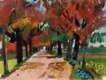 Johannes (Hans) Kotte, Straße im Herbst, 1951, Aquarell auf festem Papier