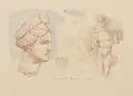 Wolfgang Peuker, Eros und Aphrodite, 1998, Farblithografie in Braun, grau laviert, auf Bütten