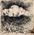 Wilhelm Edmund Schuchardt, Expressionistische Landschaft, 1923, Feder- und Pinselzeichnung in schwarzer Tusche über Kohlestiftzeichnung