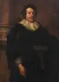 Antoon Van Dyck, Bildnis eines schwarz gekleideten Herrn vor einer Säule, Um 1628/30, Öl auf Leinwand