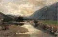 Konrad Lessing, Kühe an der Furt, 1895, Öl auf Leinwand