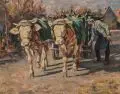 Karl Demetz, Morgen - Leichte Fuhr, Öl auf Hartfaser