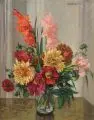 Carl Korthaus, Stillleben mit Dahlien und Gladiolen, 1939, Öl auf Leinwand