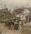 H. Otto Rüger, An der Dorfstraße. Anfang 20. Jh, Öl auf Leinwand