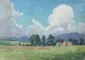 Alfred Schütze, Sächsische Ansicht. 1940er/1950er Jahre, Öl auf Hartfaser