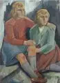 Alfred Schütze, Zwei Schwestern, 1968, Öl auf Hartfaser