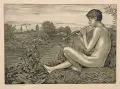 Hans Thoma, Der Geiger, Lithografien und Farblithografie auf festem Papier