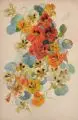 Oskar Schröder, Kapuzinerkresse / Weihnachtskaktus / Herbst-Anemone, 1897, Gouachen und eine Bleistiftzeichnung auf festem Papier