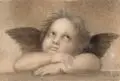 B. Wagner, Sixtinische Madonna, Kohlestiftzeichnung, mit Bleistift gehöht, auf bräunlichem Papier