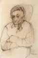 Heinrich Burkhardt, Greisin, 90 Jahre alt, 1948, Rötelzeichnung, partiell fixiert, auf festem Papier