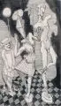 Curt Großpietsch, Drei groteske Figuren und Katze. 1930er Jahre