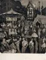 Hans Körnig, Rummelplatz, 1960, Aquatintaradierung auf Bütten