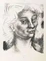Gabriele Mucchi, Mädchenkopf im Halbprofil, 1963, Kreidelithografie auf weichem Bütten