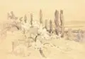 Georg Nerlich, Blick von Loschwitz auf Dresden, 1947, Aquarell über Grafit auf festem Papier