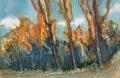 Gerhard Patzig, Herbstwäldchen, 1997, Aquarell auf Aquarellpapier