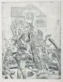 Wolfgang Peuker, 'Barrikade' zur Revolution 1848/49, 1974, Radierung auf Bütten