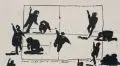 Wolfgang Peuker, Auch 1994 oben + unten, drinnen + draußen!, Lithografie auf grauem Bütten, von Künstlerhand zweifach gefaltet