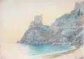 Felix Pfeifer, Monterosso, Farbkreidezeichnung auf chamoisfarbenem Papier