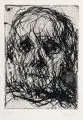 Max Uhlig, Kopf Fritz Löffler, 1988, Radierung auf Bütten