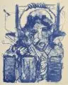 Claus Weidensdorfer, Drei Akte / Figur in Blau / Akt in späherischer Landschaft. 1985/1987/1989, Radierungen und zwei Lithografien auf "Hahnemühle"-Bütten, bzw. sehr feinem Bütten