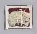 Christa Engler-Feldmann, Sterbender Wald, 1983, Applikation (verschiedene Stoffe und Garne) auf Baumwollgewebe