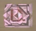 Christa Engler-Feldmann, Komposition Rot-Grün, 1980, Applikation (verschiedene Stoffe und Garne) auf Baumwollgewebe
