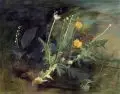 Willy Kriegel, Wiesenstück mit Löwenzahn. Ende 1930er Jahre, Öl und Tempera auf Leinwand, auf Sperrholzplatte kaschiert