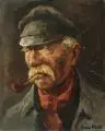 Hans Peters, Norddeutscher Fischer. Mitte 20. Jh, Öl auf Malpappe