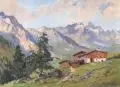 Rudolph Pilz-Bühlau, Alpenlandschaft. 2. Viertel 20. Jh, Öl auf Malpappe