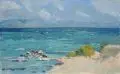 Hildegard Stilijanow, Am Meer in Nessebar, 1960, Öl auf Karton, vollflächig auf Hartfaser kaschiert
