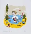 Moritz Götze, Am Strand, 1999, Farbserigrafie auf kräftigem Papier