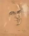 Hans Mathis, Étude, Kohlestiftzeichnung, weiß gehöht, auf bräunlichem, festen Papier