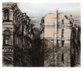 Gerald Müller-Simon, Alte Straßenfront, 1999, Kaltnadelradierung, aquarelliert, auf "Hahnemühle"-Bütten