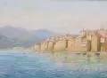 Karl Otto Prätorius, Stadt am Lago Maggiore (?). 1. H. 20. Jh, Aquarell und farbige Pastellkreide