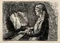 Wilhelm Rudolph, Junge Frau am Klavier, singend