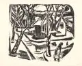 Heinz Tetzner, Winterlandschaft mit Bauernhaus, Um 1956, Lithografie auf festem Papier