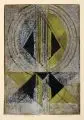 Inge Thiess-Böttner, Geometrische Komposition, 1987, Farbmonotypie auf Papier am o