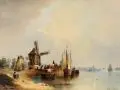 Johann Anton Castell, Flusslandschaft mit Windmühle