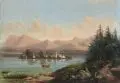 Albin Kühn, Chiemsee, Blick auf die Fraueninsel, 1870, Öl auf Leinwand