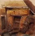 Bäuerliche Hütte. Wohl 2. H. 19. Jh by Wilhelm Heinrich Schneider, Öl auf leichtem, vollflächig grundiertem Karton, offered Mar 2019