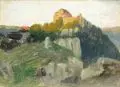 August [Karl Martin] Splitgerber, Burg Pappenheim, Öl auf Leinwand, vollflächig auf fester Pappe kaschiert